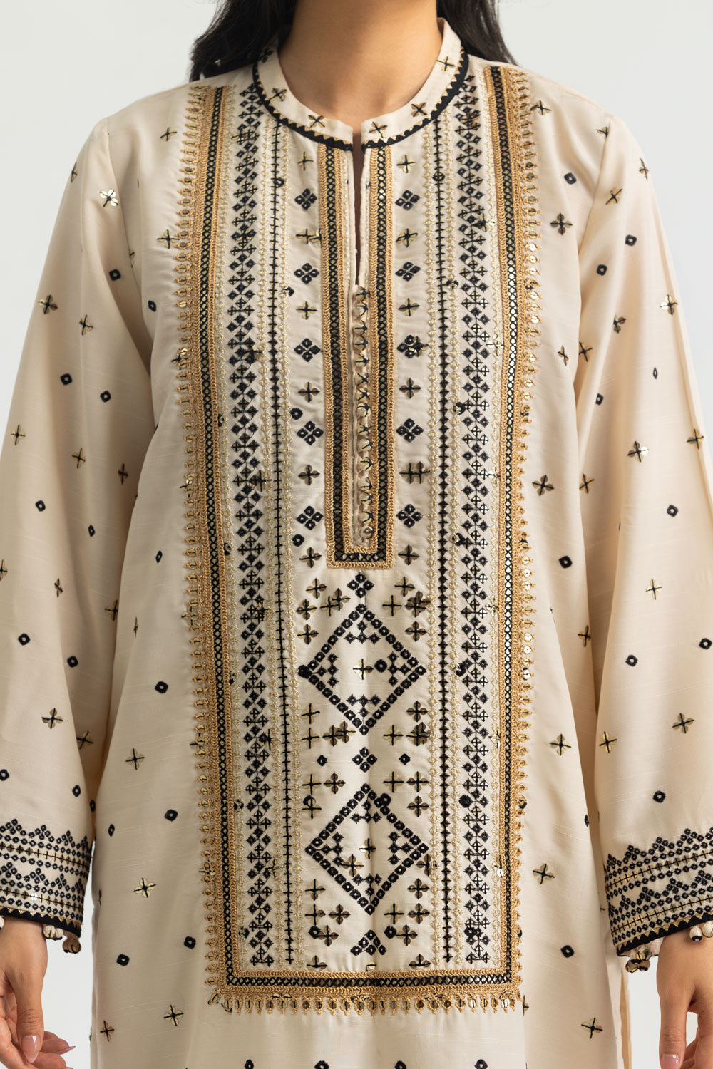 3PC Raw Silk Embroidered Suit