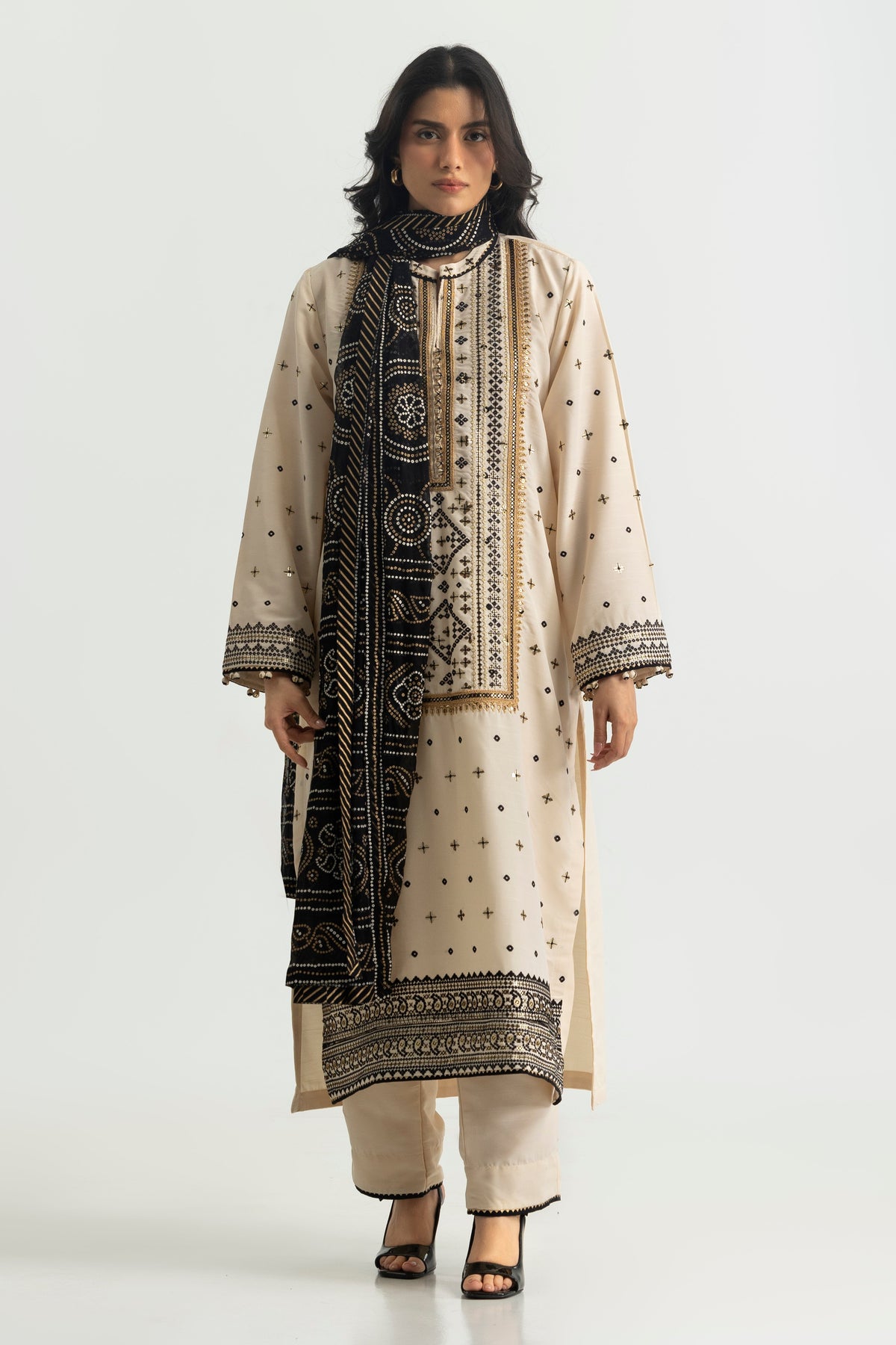 3PC Raw Silk Embroidered Suit