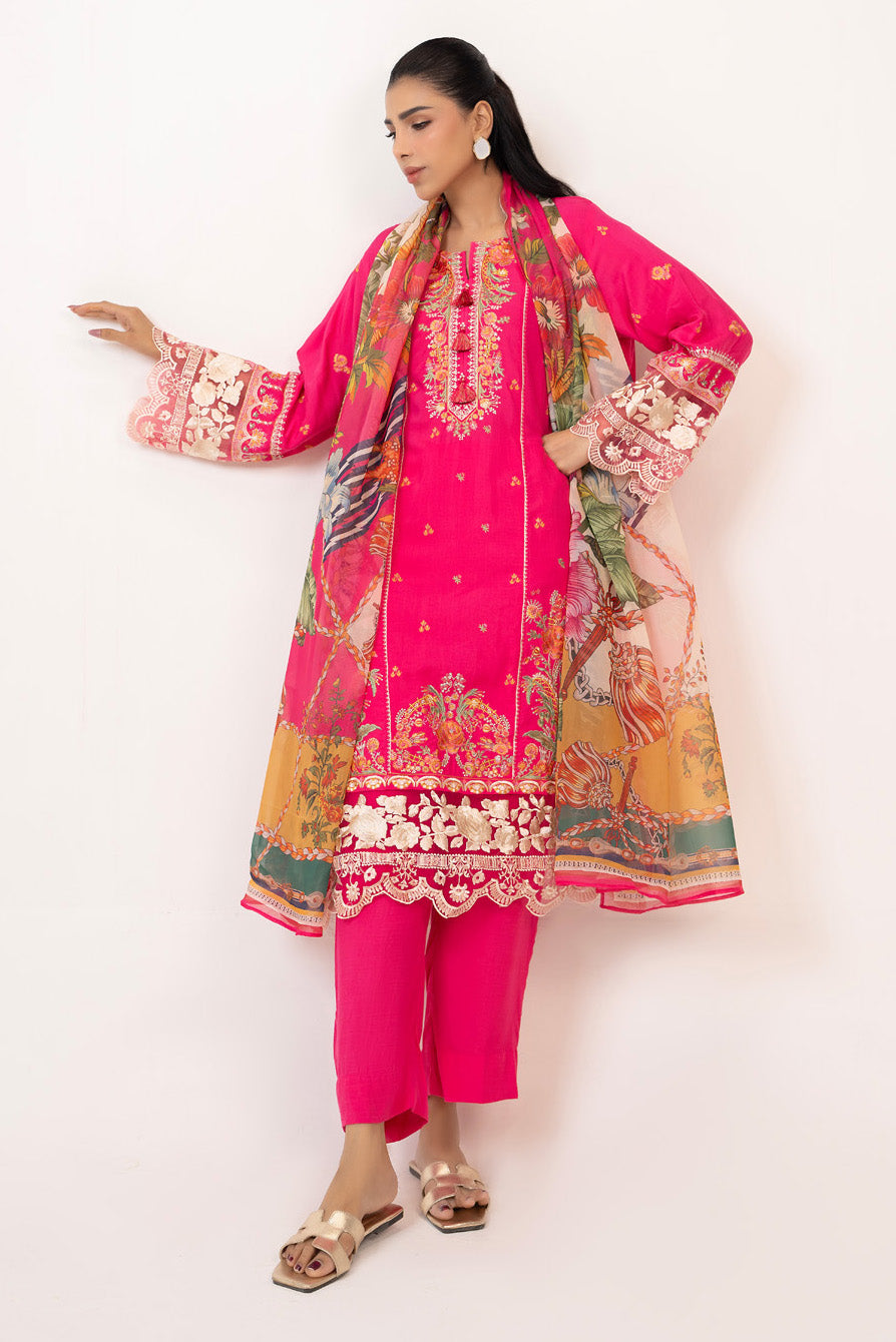 3Pc Raw Silk Embroidered Suit