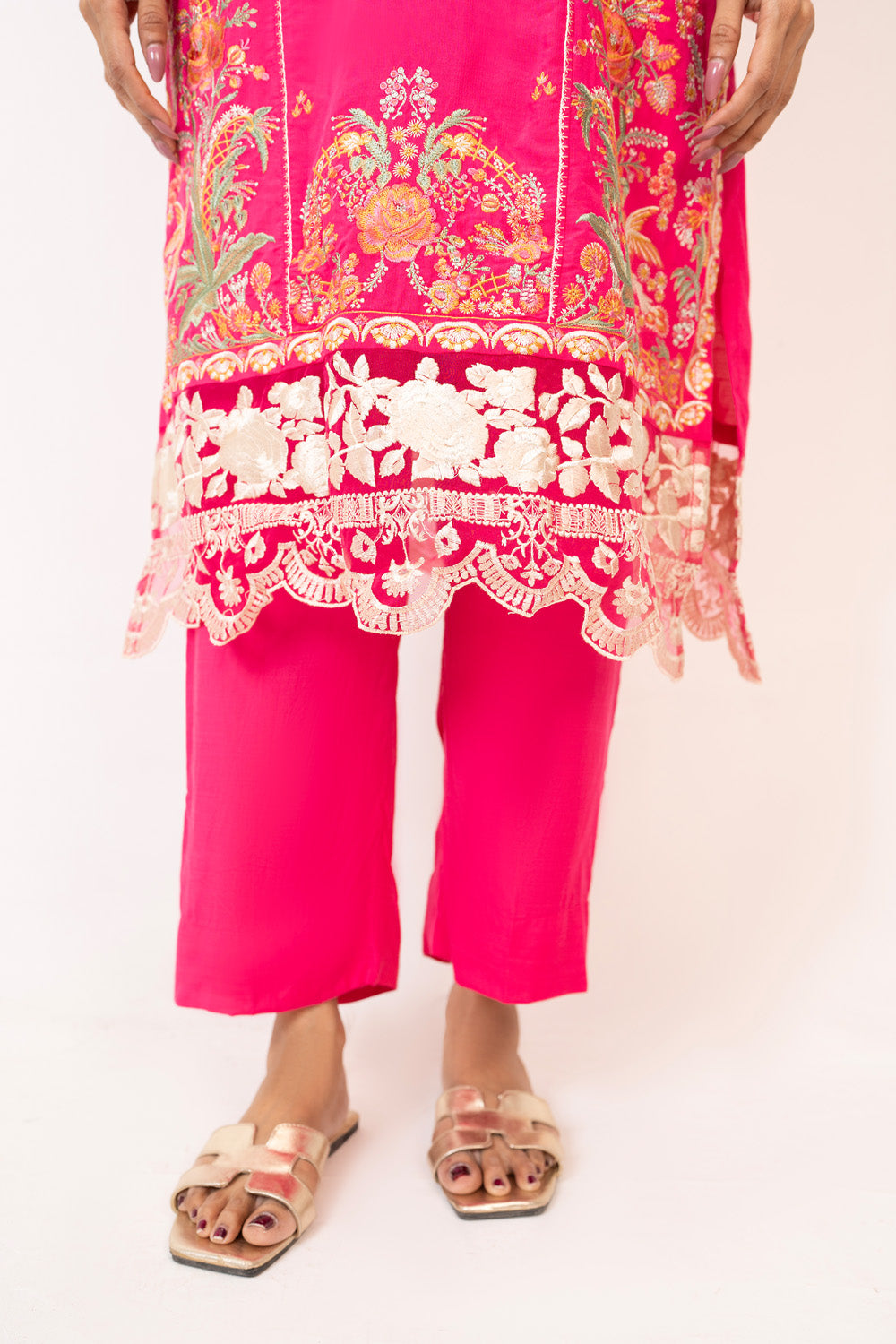 3Pc Raw Silk Embroidered Suit
