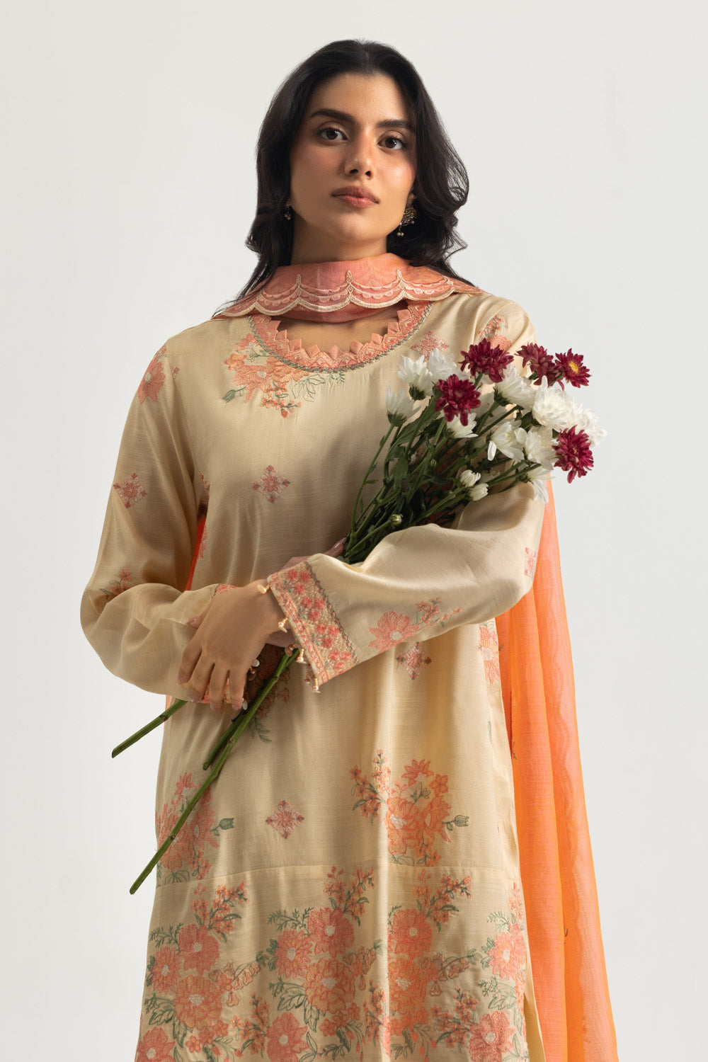 3PC Raw Slik Embroidered Suit