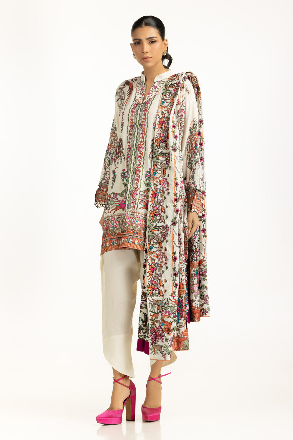 3Pc Rawsilk Embroidered Suit