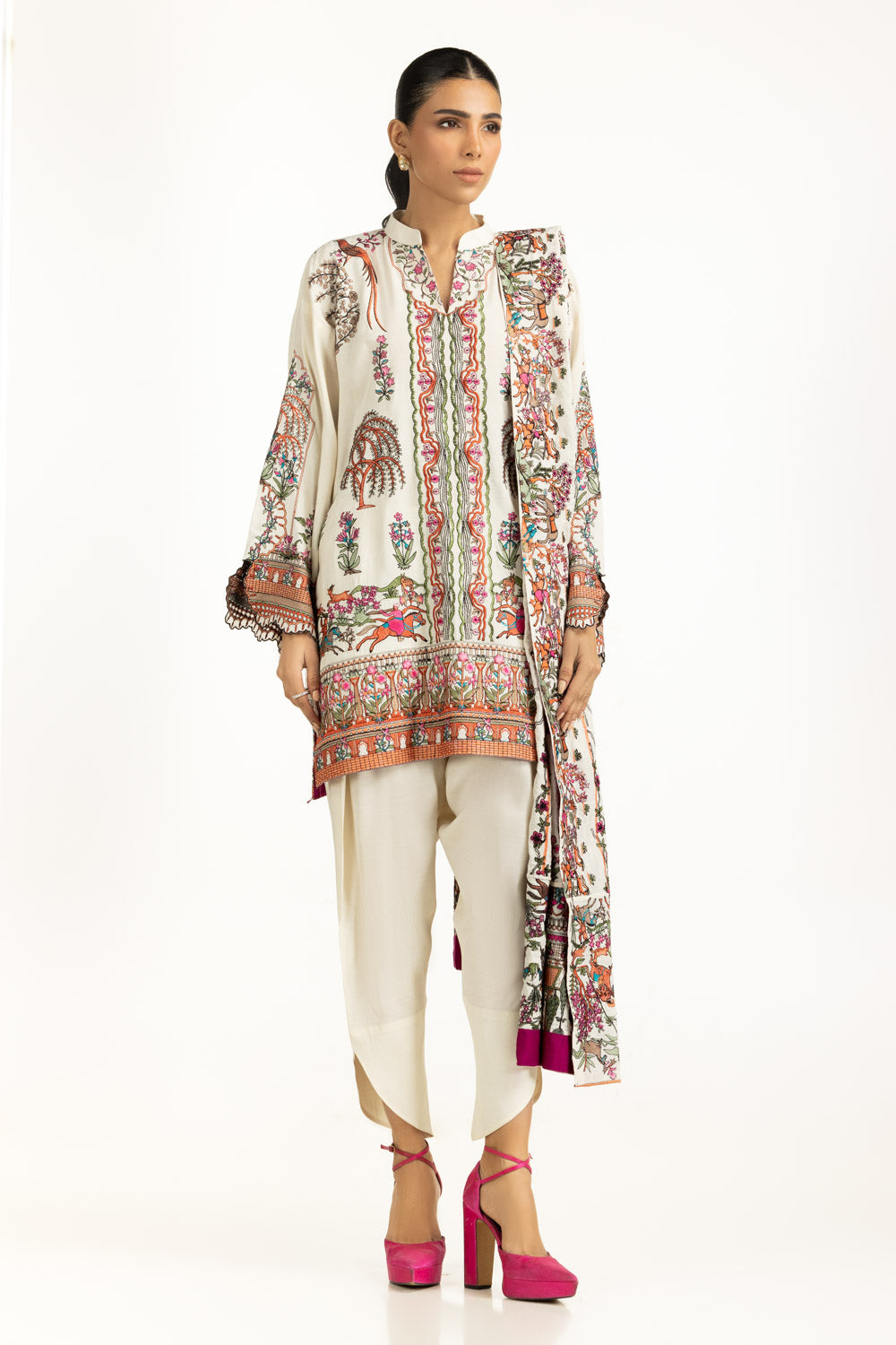 3Pc Rawsilk Embroidered Suit