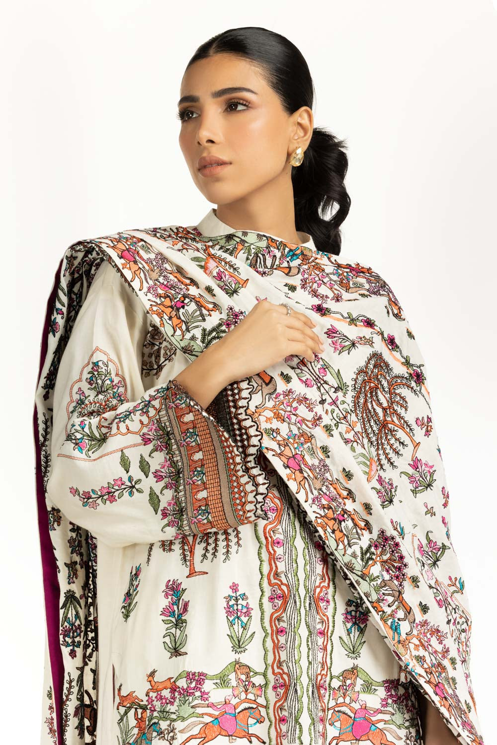 3Pc Rawsilk Embroidered Suit