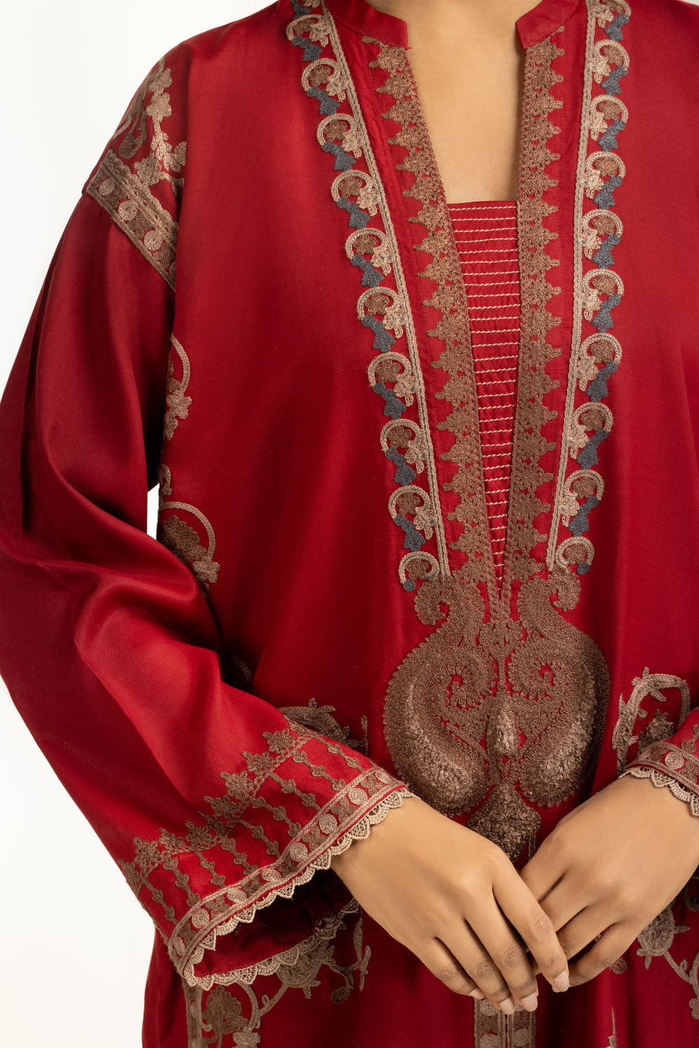3PC Rawsilk Embroidered Suit