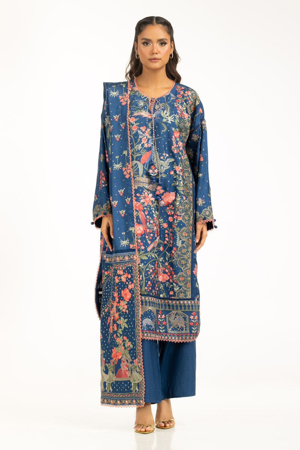 3Pc Rawsilk Embroidered Suit