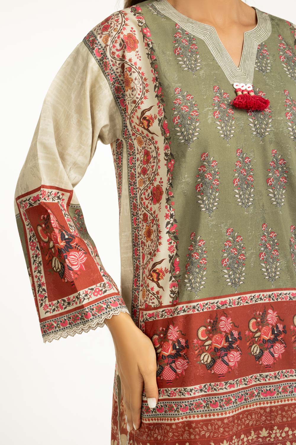 3PC Self Jacquard Printed Suit