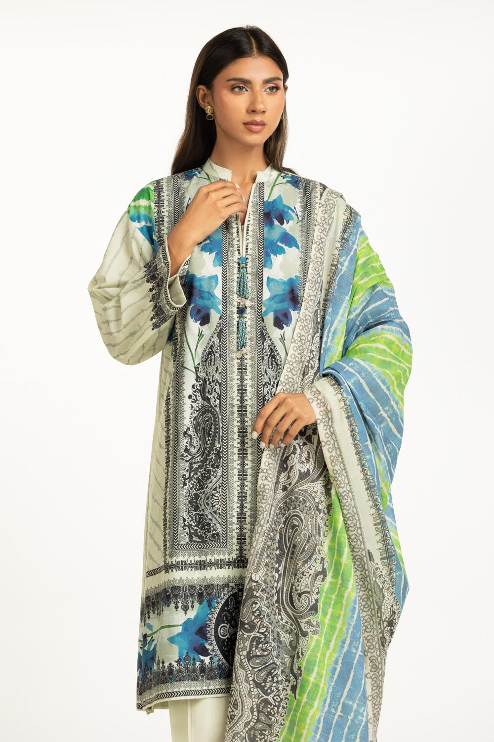 3PC Self Jacquard Printed Suit