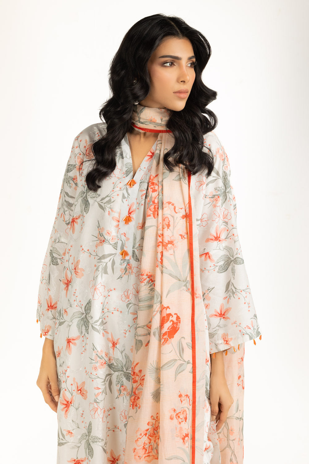 3Pc Self Jacquard Printed Suit