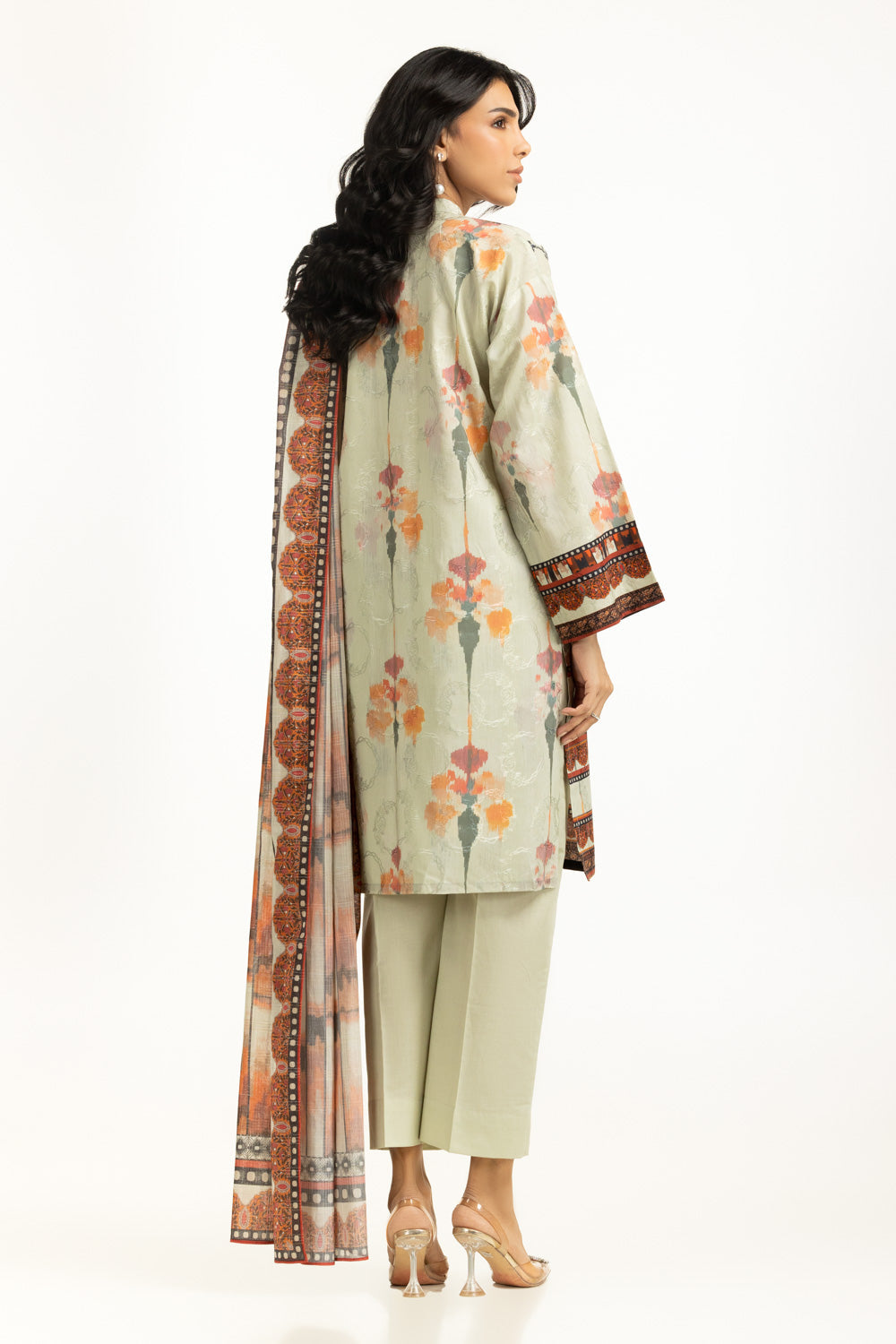 3PC Self Jacquard Printed Suit