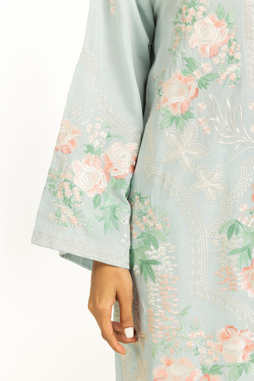 3PC Swiss Lawn Slub Embroidered Suit