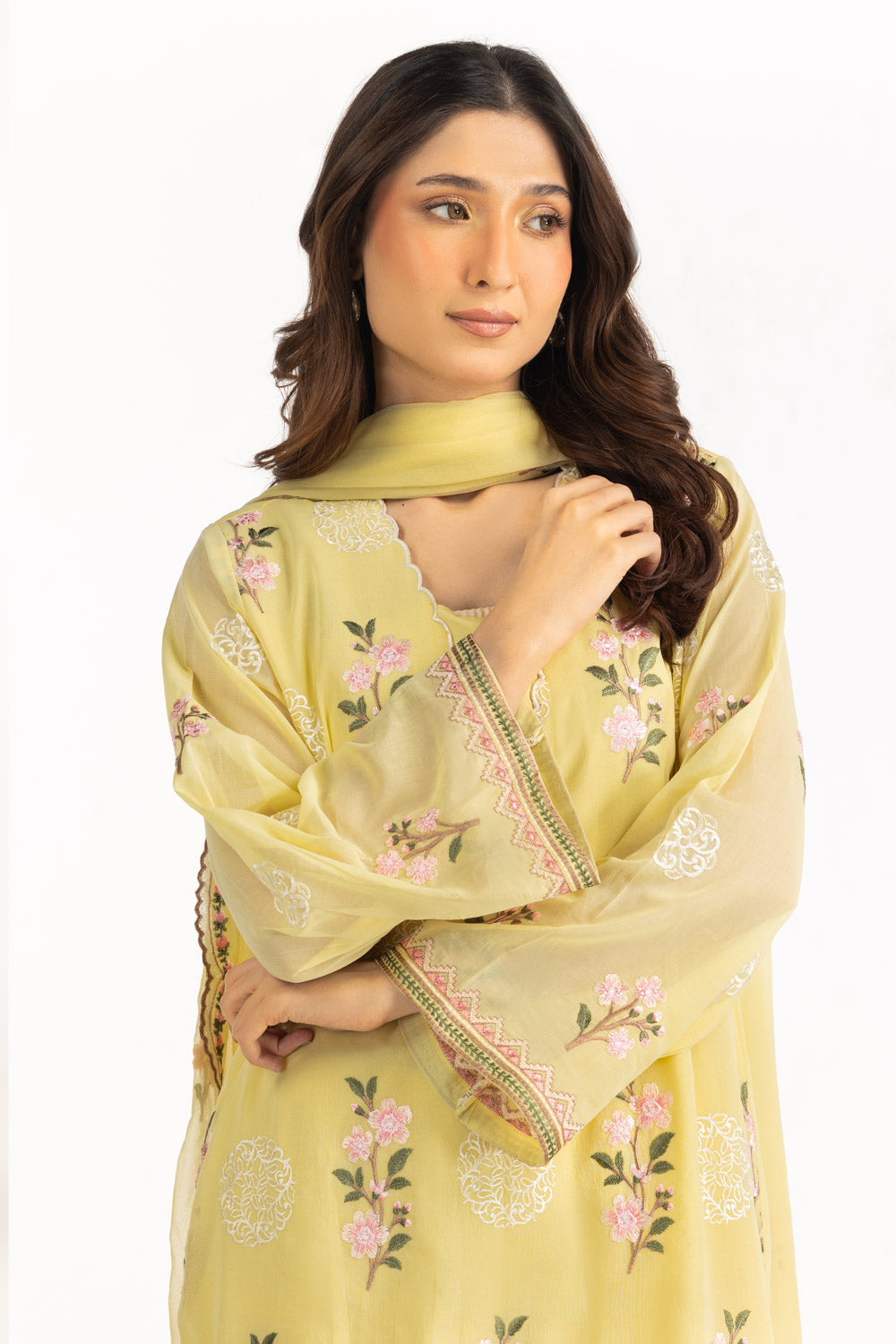 3Pc Swiss Voile Embroidered Suit