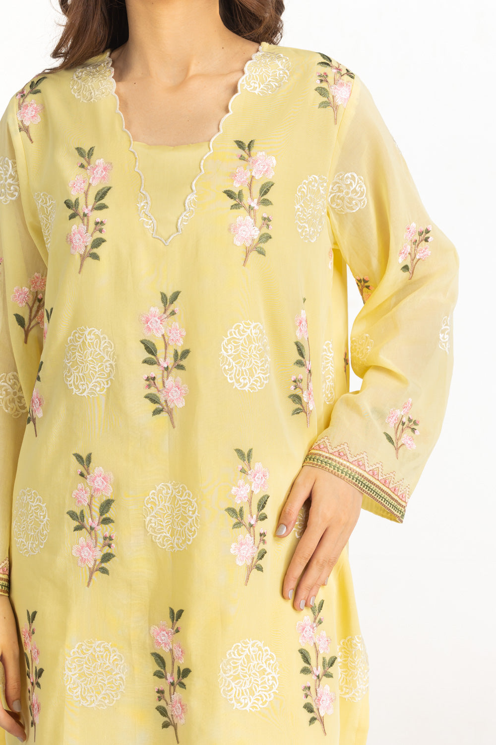 3Pc Swiss Voile Embroidered Suit