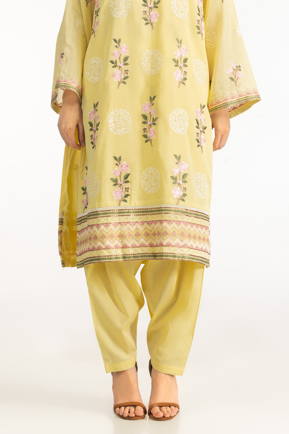 3Pc Swiss Voile Embroidered Suit