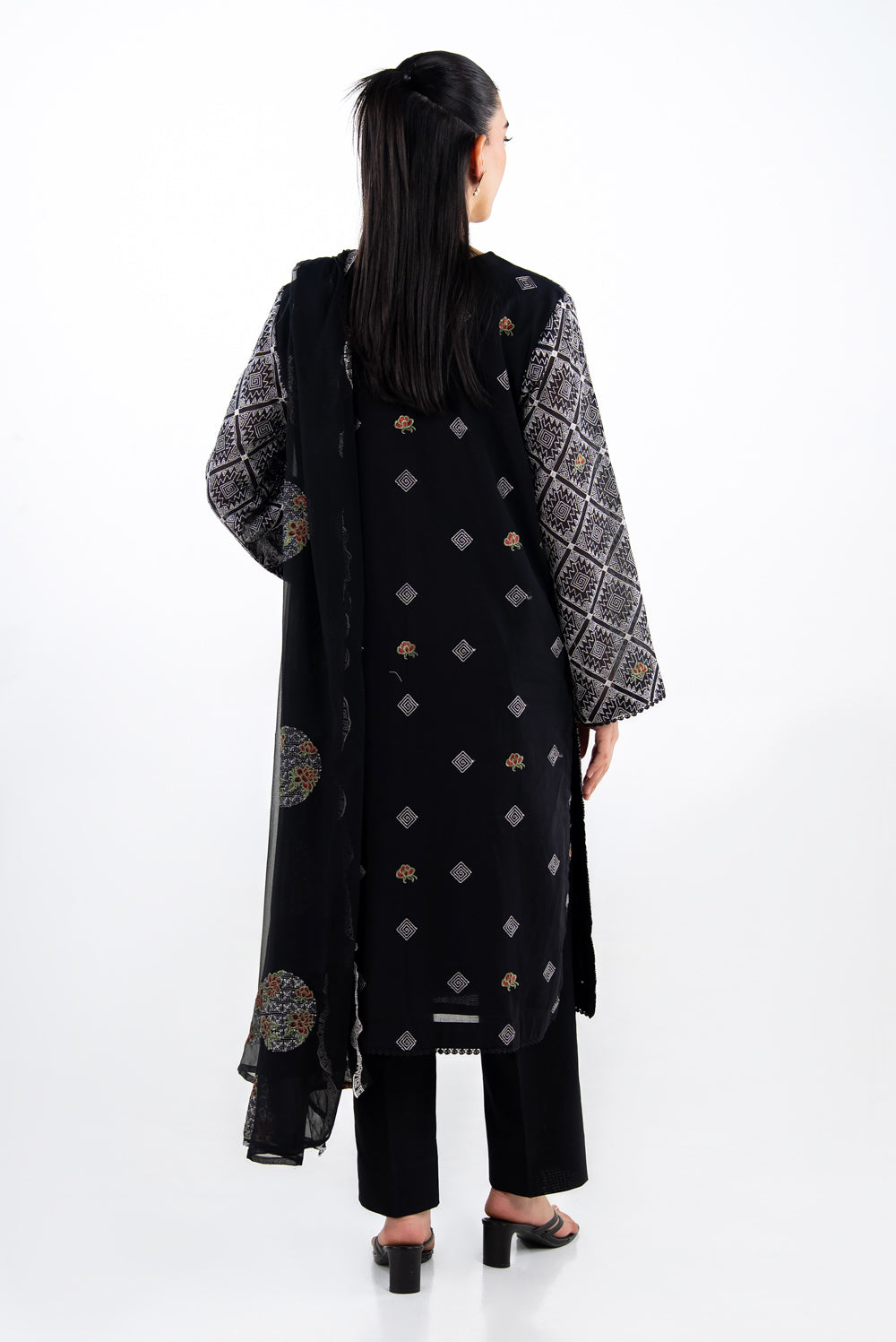 3Pc Swiss Voile Embroidered Suit