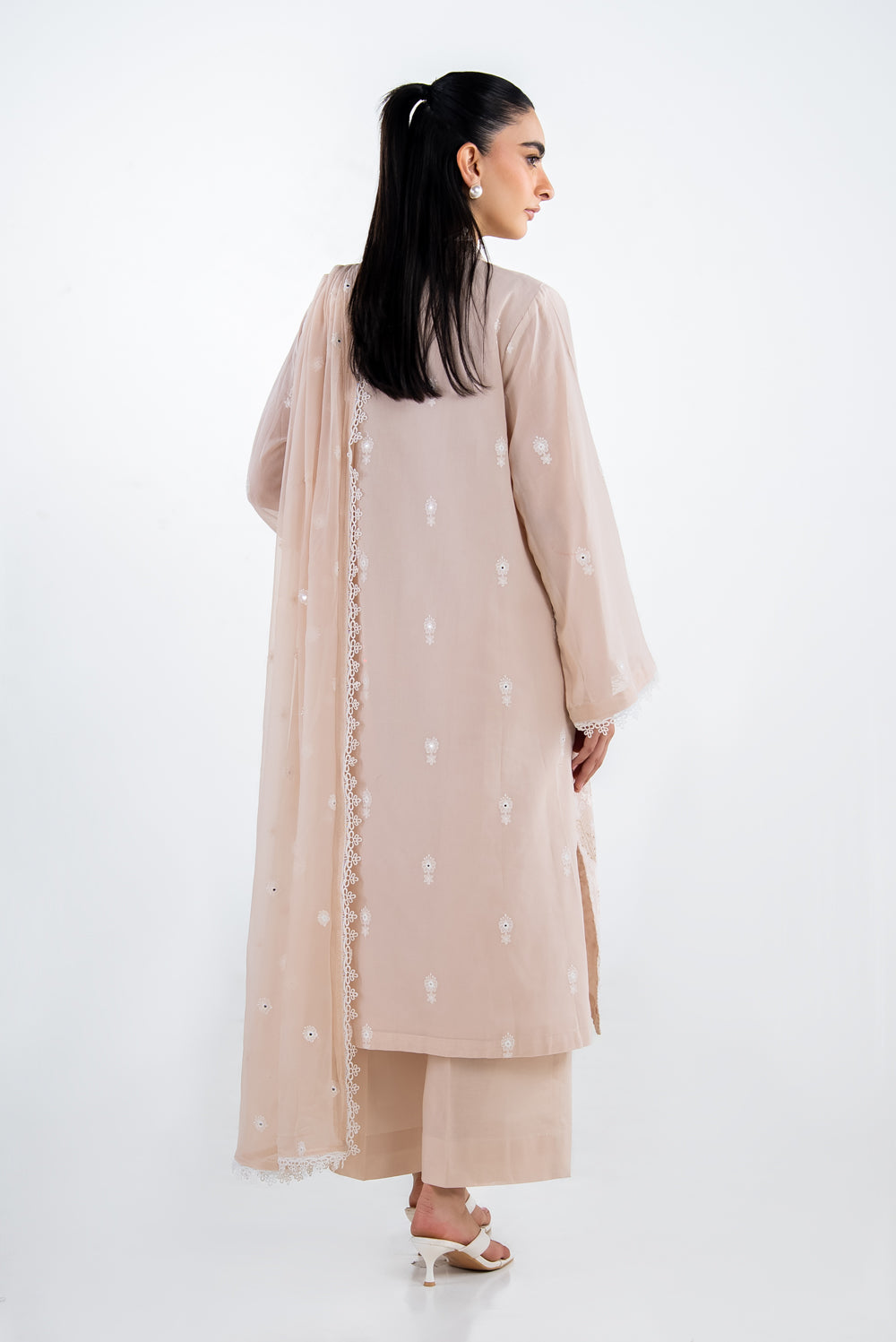 3Pc Swiss Voile Embroidered Suit