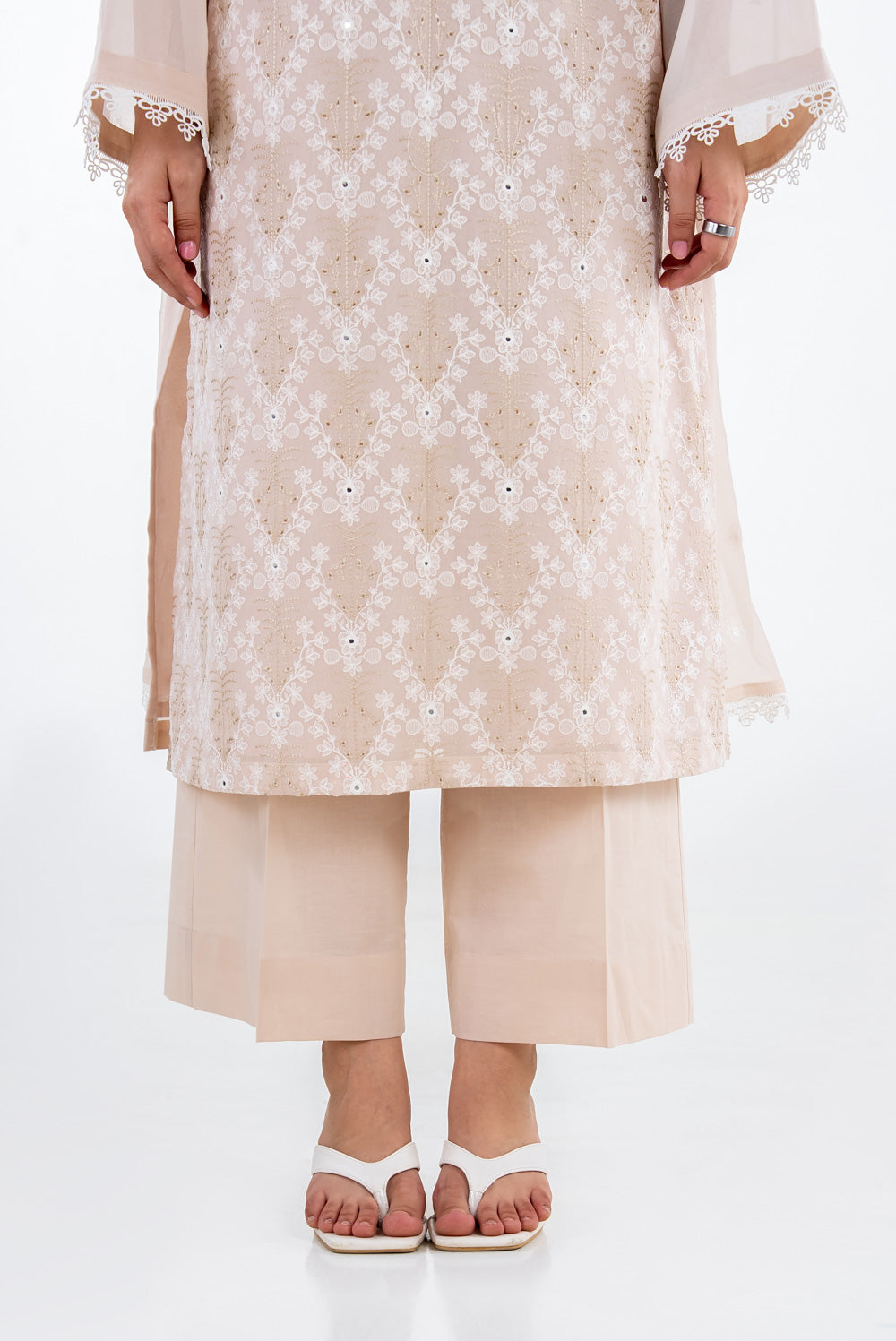 3Pc Swiss Voile Embroidered Suit