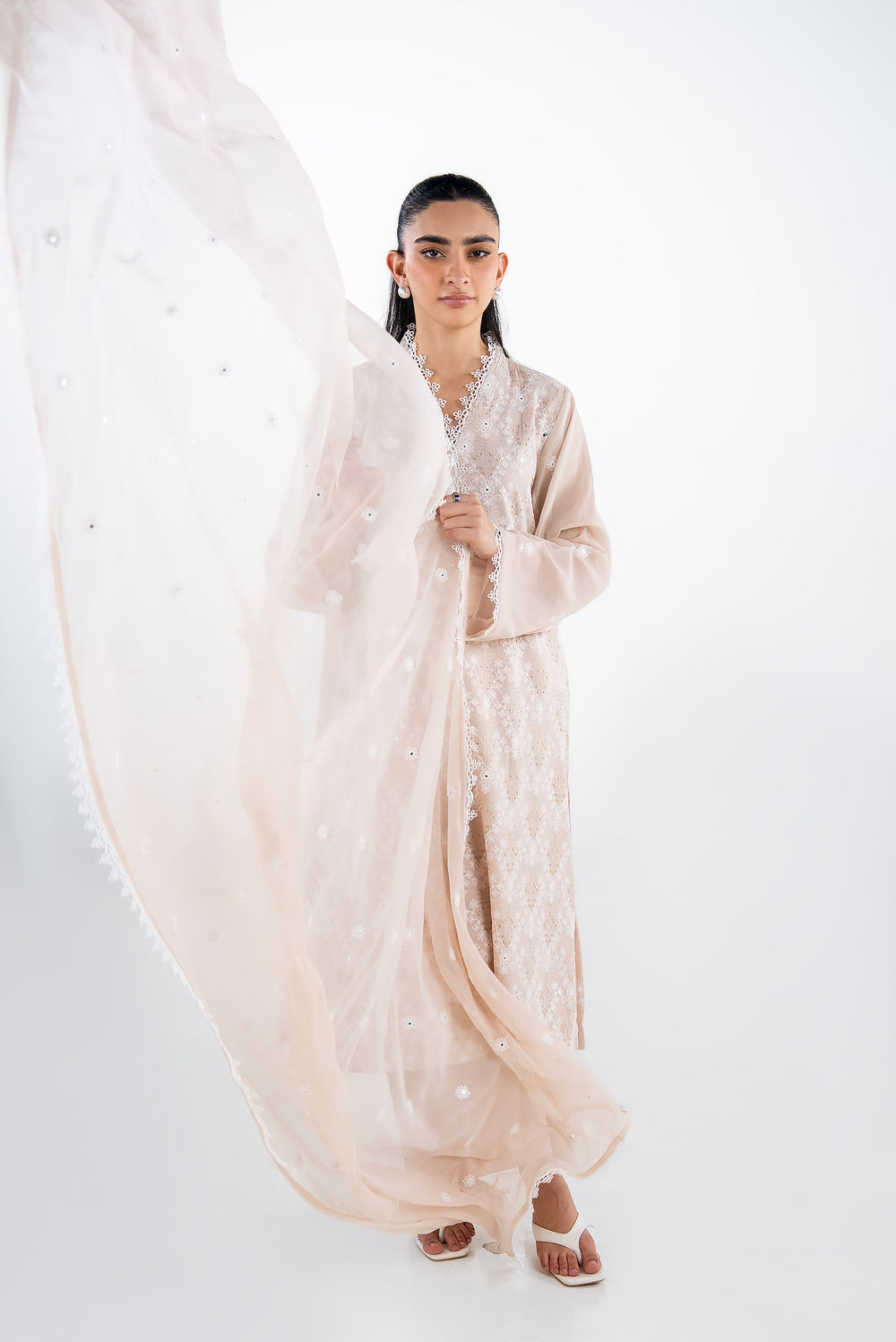 3Pc Swiss Voile Embroidered Suit