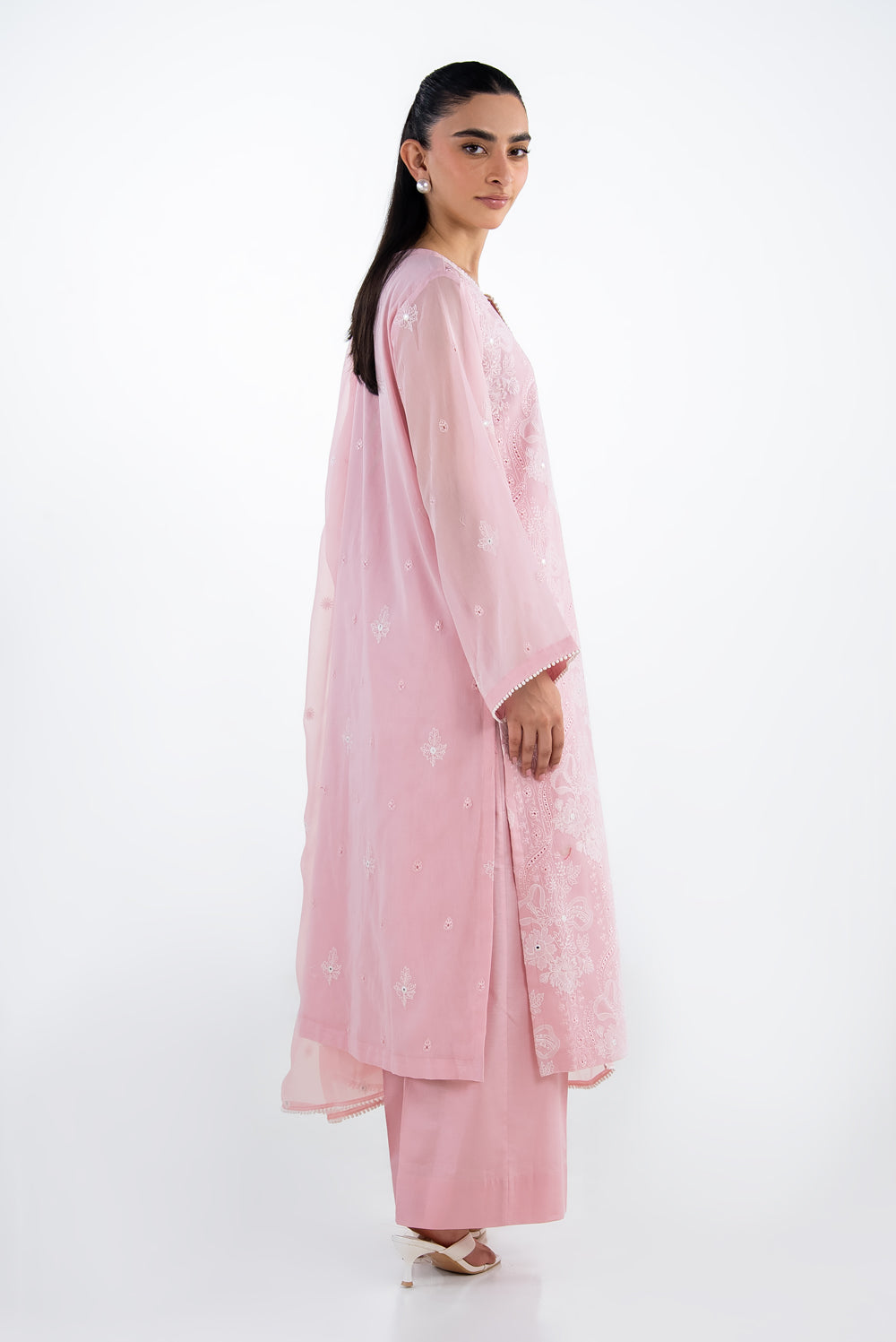 3Pc Swiss Voile Embroidered Suit