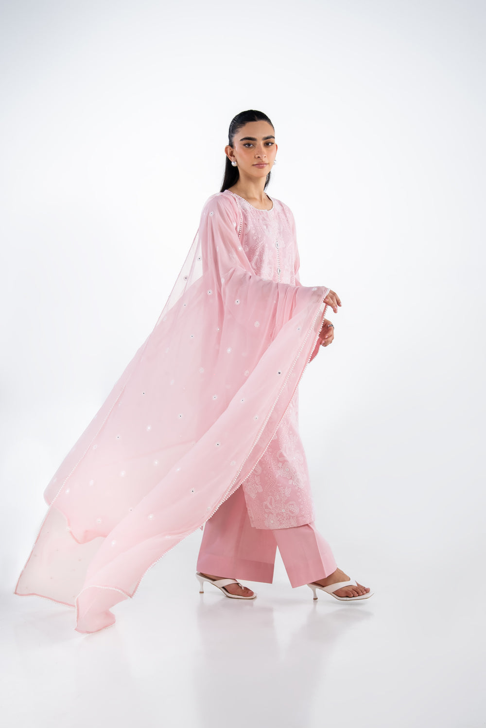 3Pc Swiss Voile Embroidered Suit