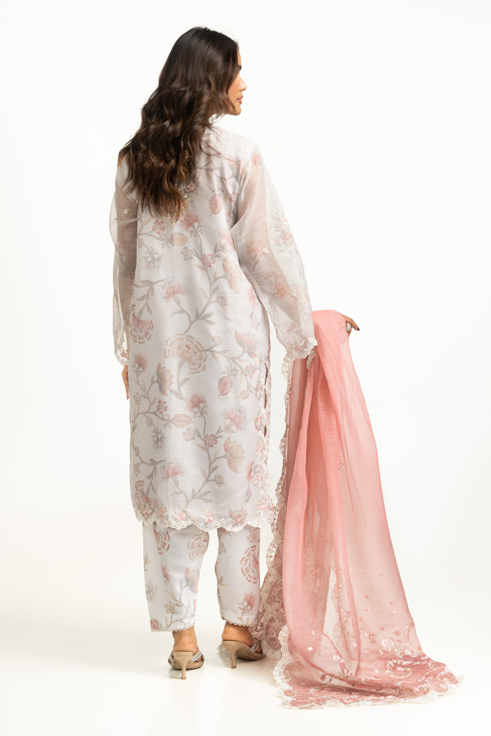 3Pc Tennis Net Printed Suit With Embroidered