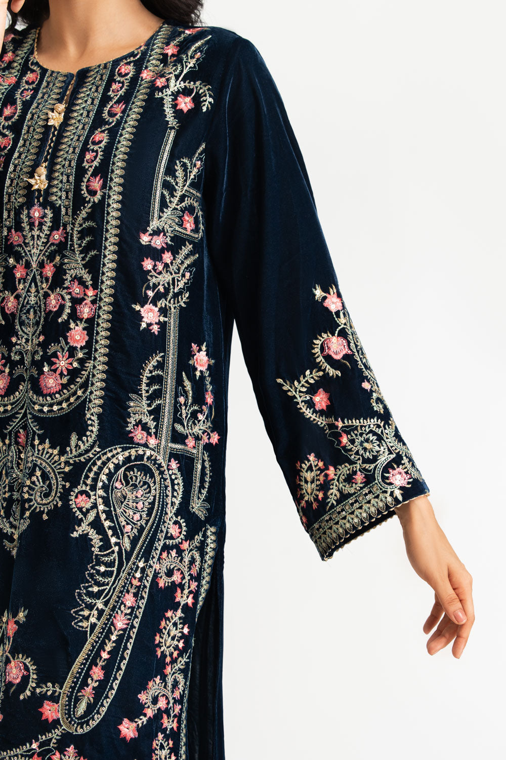 3PC Velvet Embroidered Suit