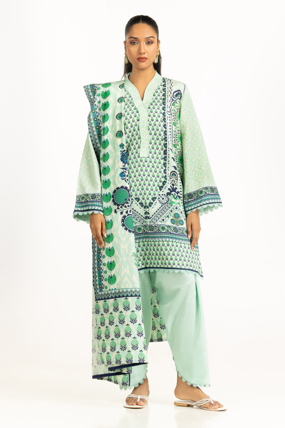 3Pc Viscose Khaddar Printed Suit