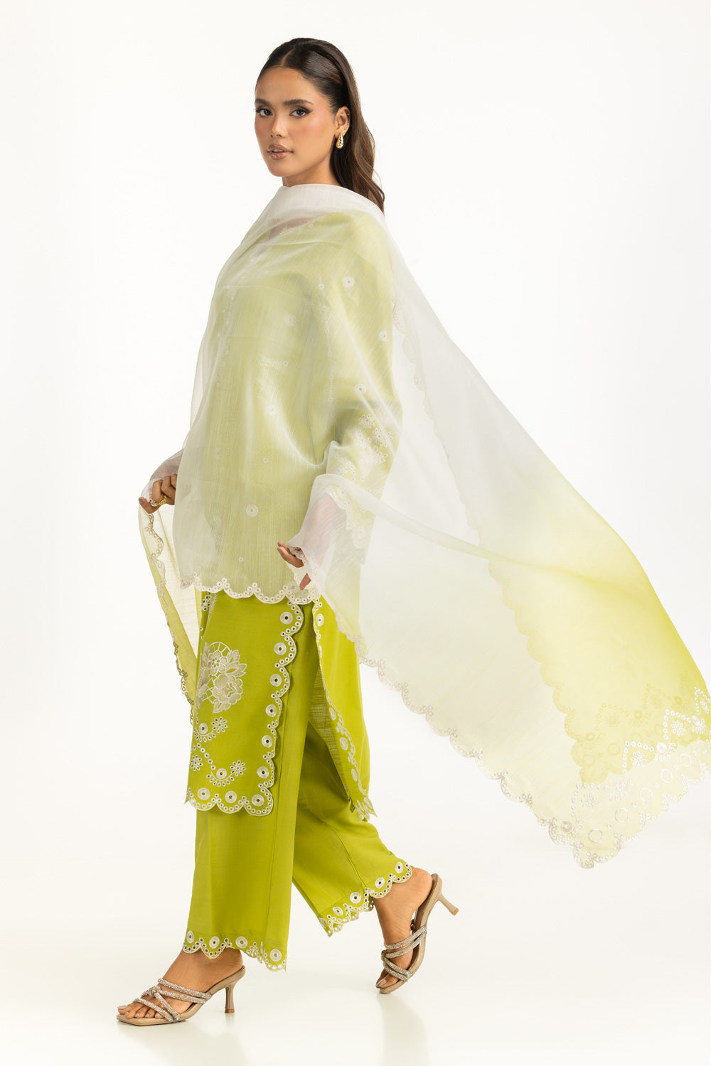 3Pc Viscose Raw Silk Embroidered Suit