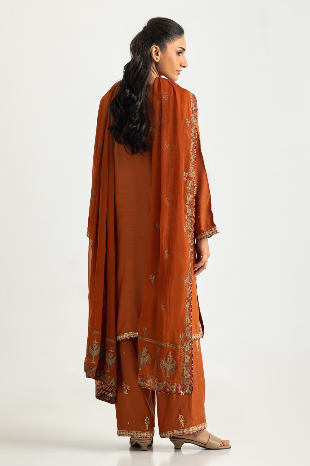 3PC Viscose Raw Silk Embroidered Suit