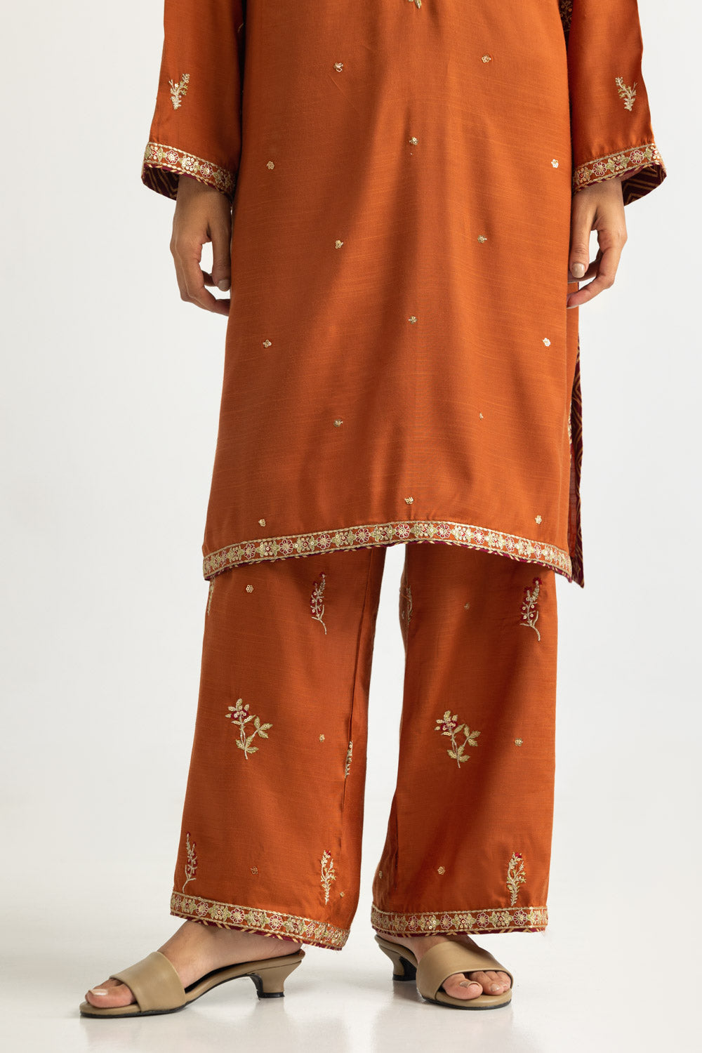3PC Viscose Raw Silk Embroidered Suit