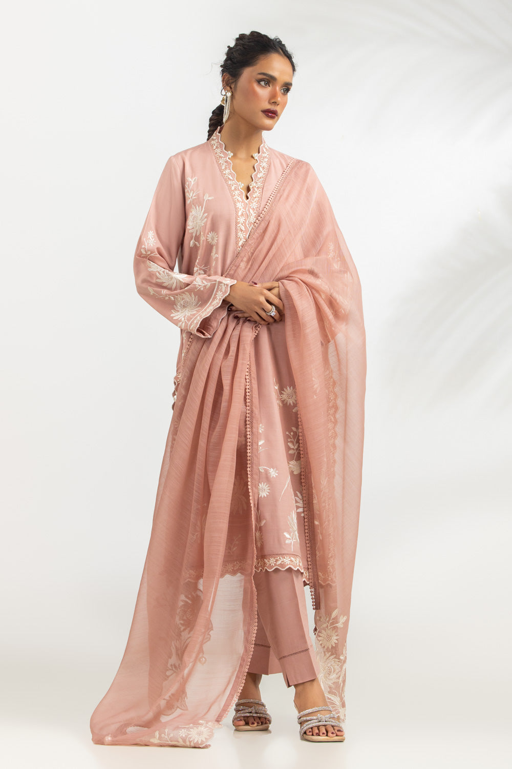 3PC Viscose Rawsilk Embroidered Suit