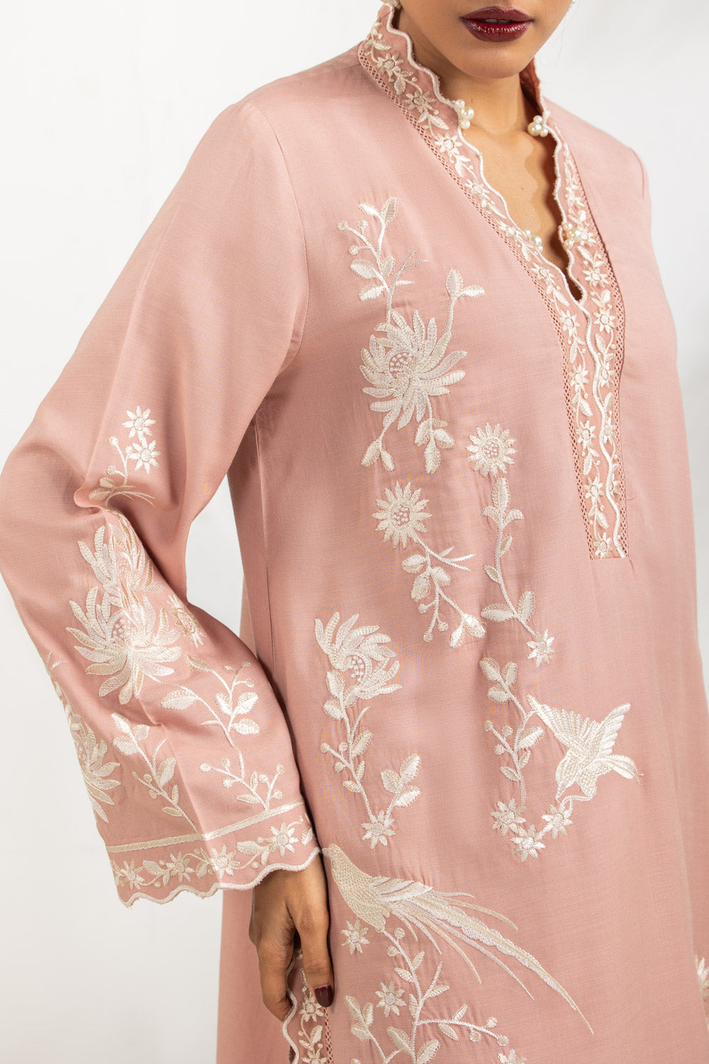 3PC Viscose Rawsilk Embroidered Suit