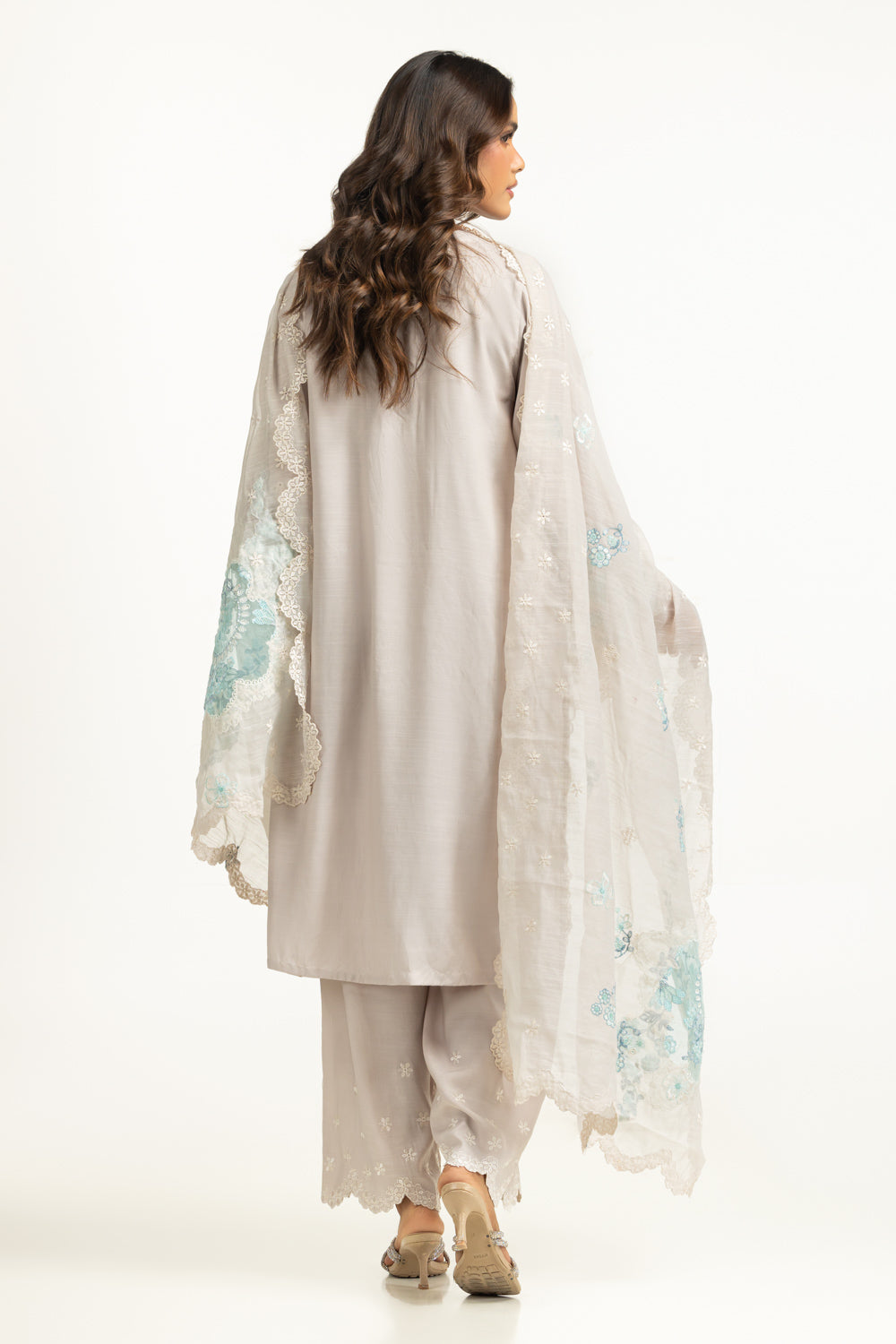 3PC Viscose Rawsilk Embroidered Suit