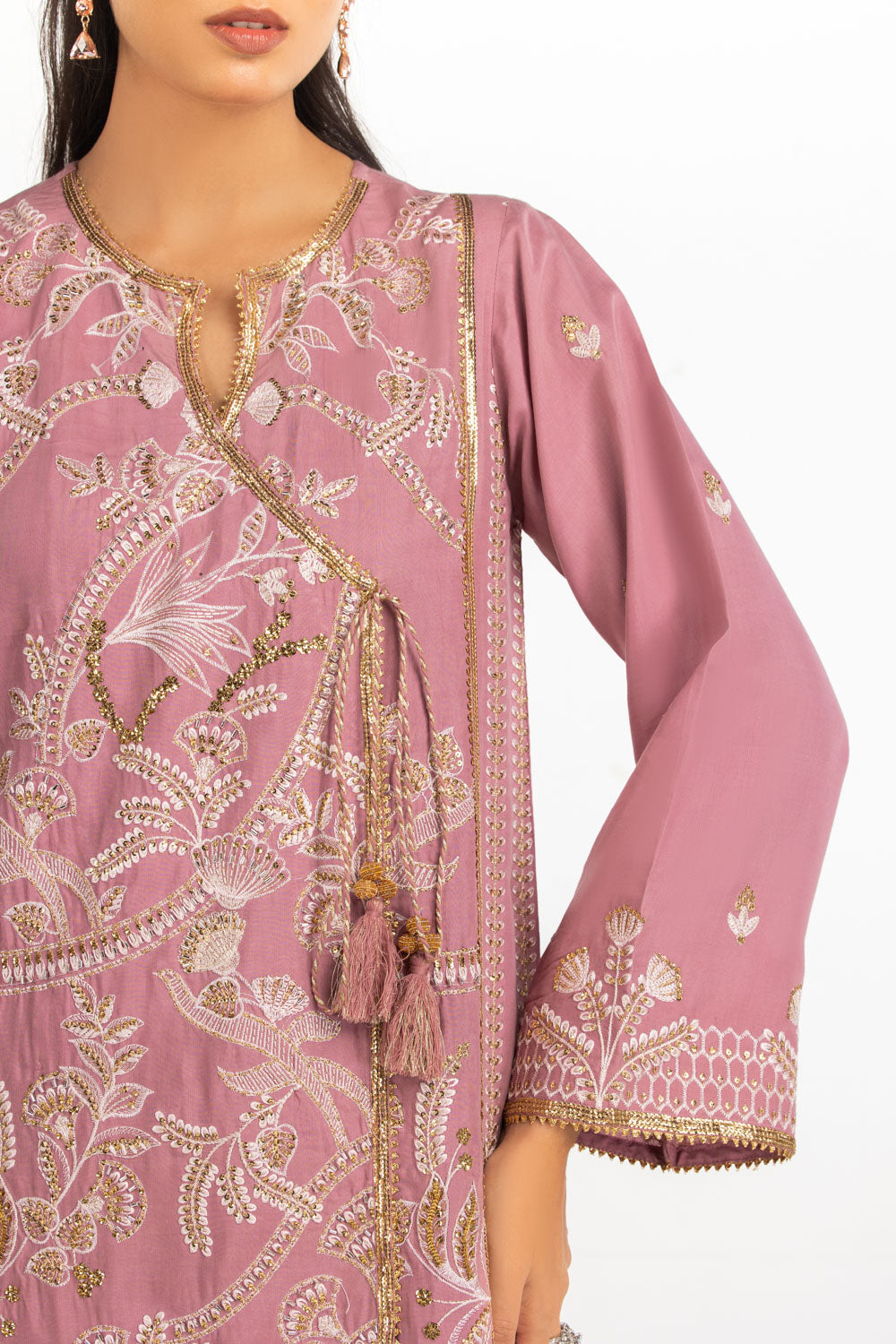 3Pc Viscose Rawsilk Embroidered Suit
