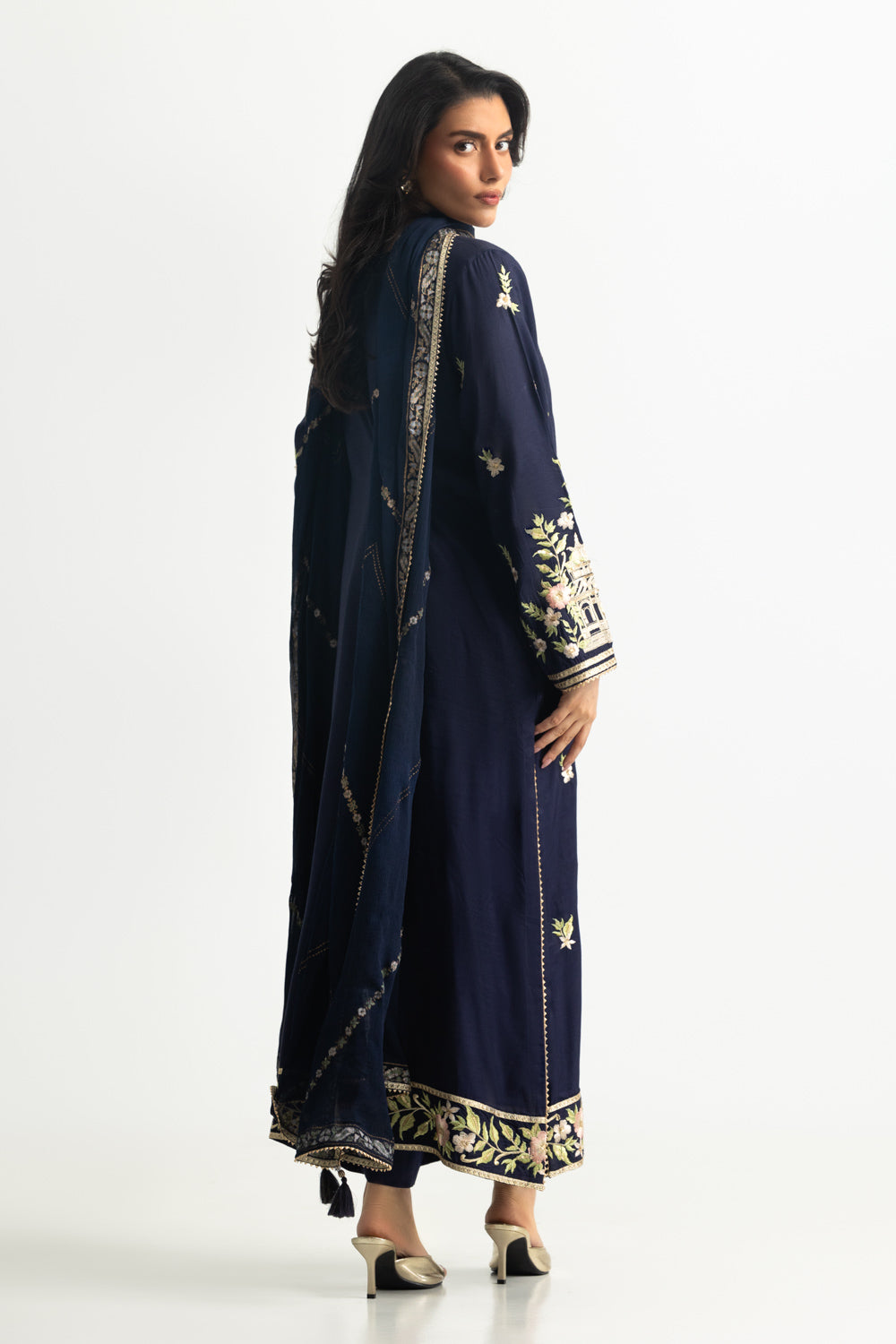 3PC Viscose Raw silk Embroidered Suit