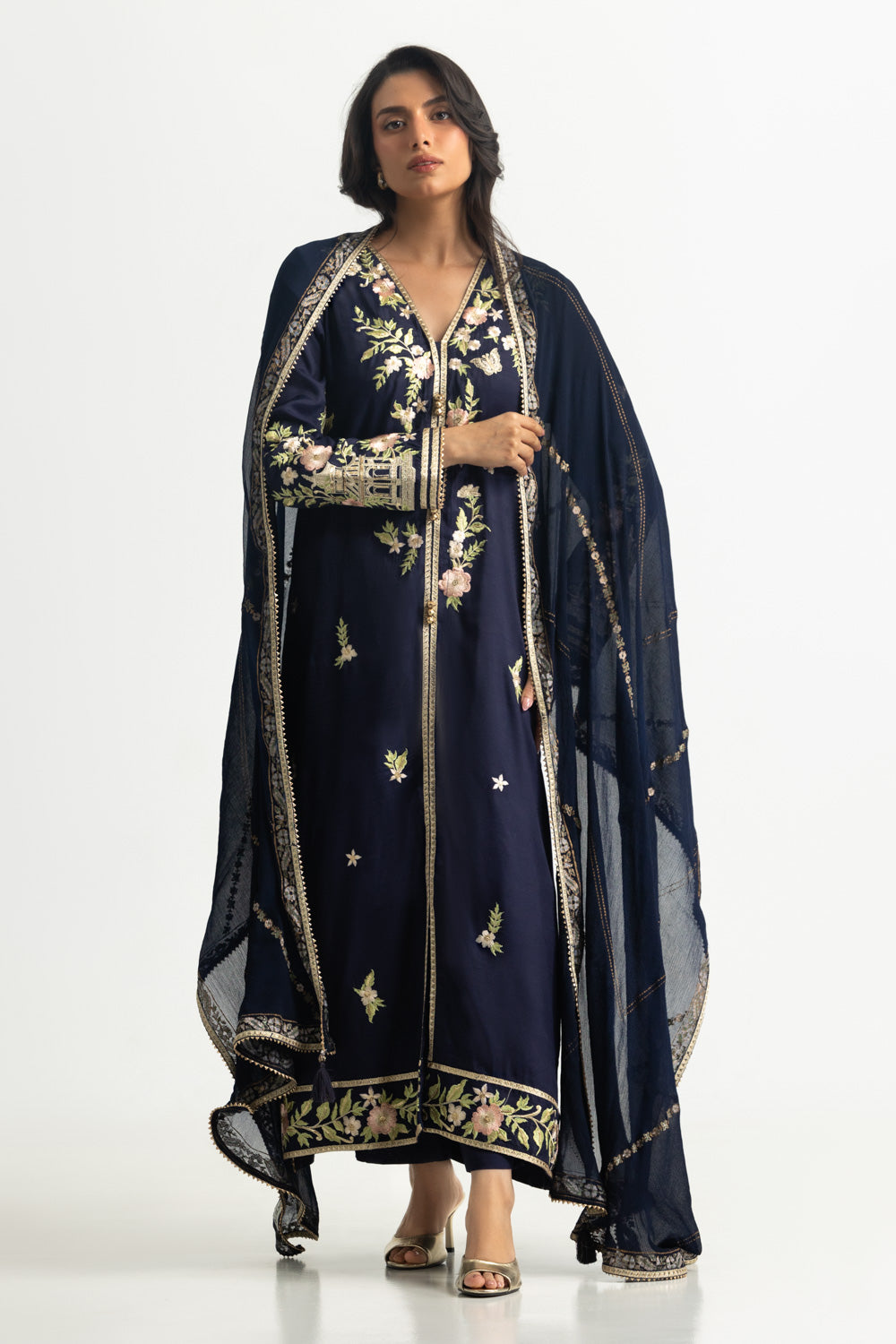 3PC Viscose Raw silk Embroidered Suit
