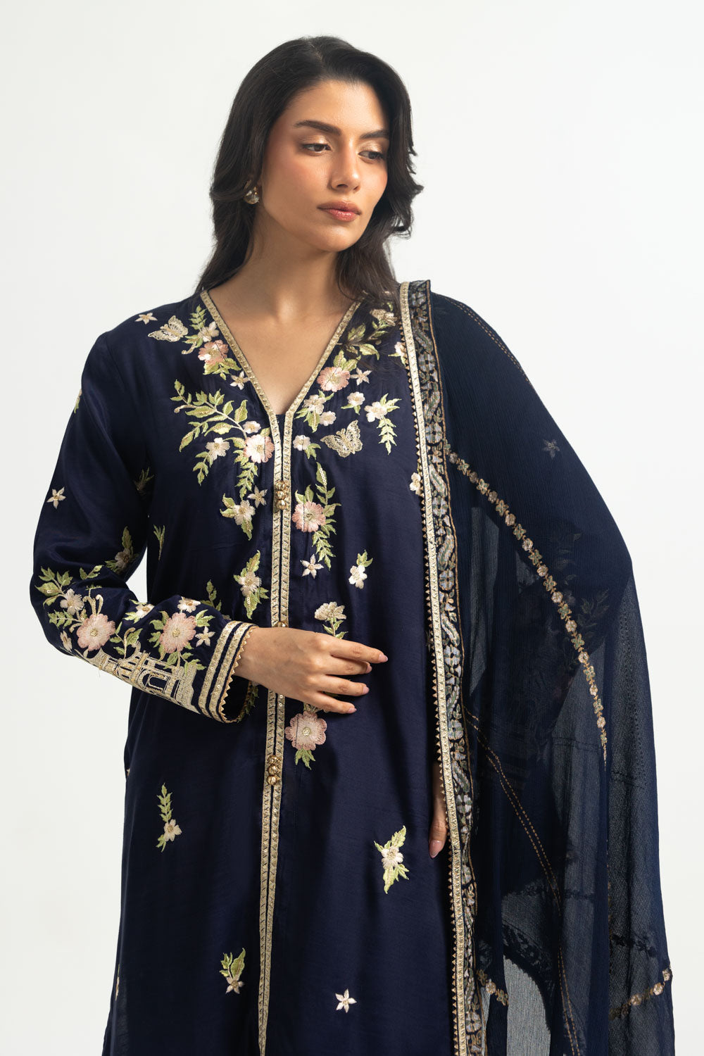 3PC Viscose Raw silk Embroidered Suit