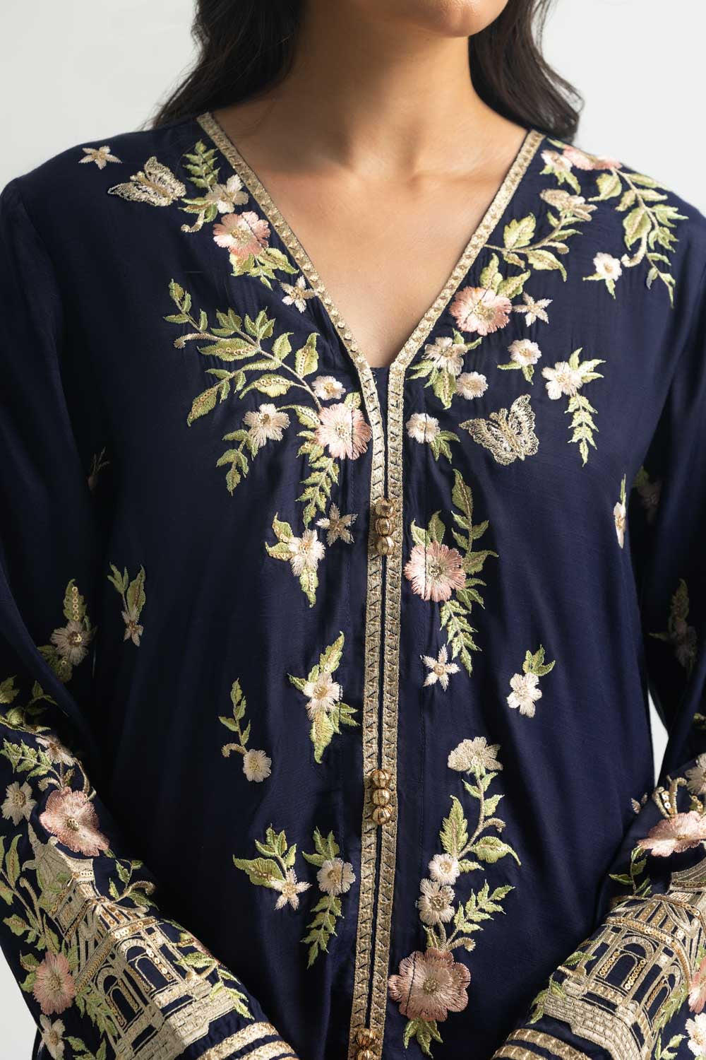 3PC Viscose Raw silk Embroidered Suit