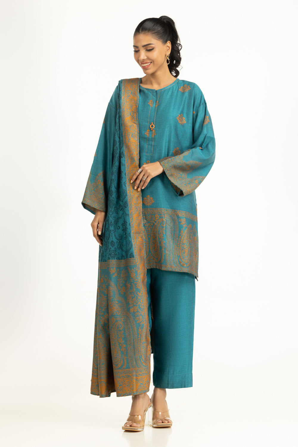 3Pc Yarn Dyed Jacquard Suit
