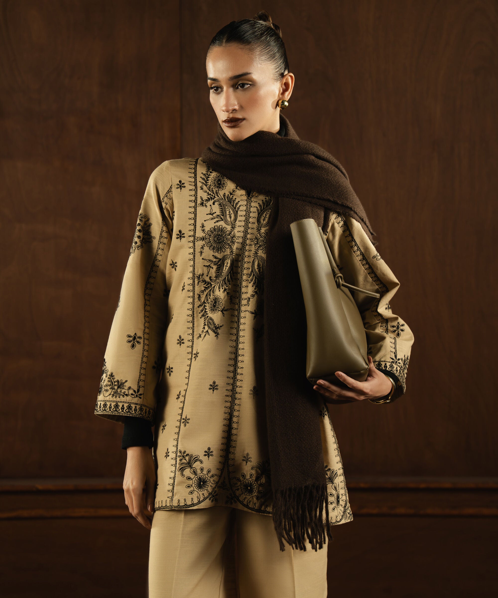 Embroidered Khaddar Shirt