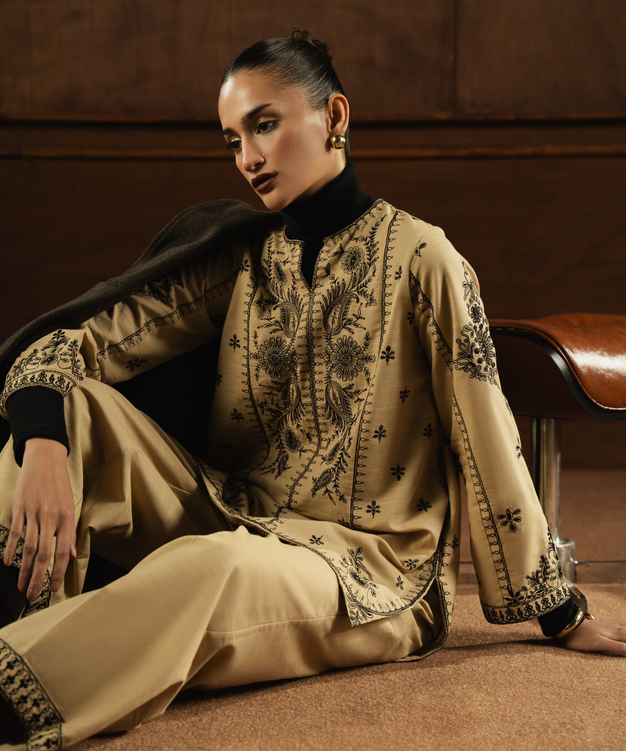 Embroidered Khaddar Shirt