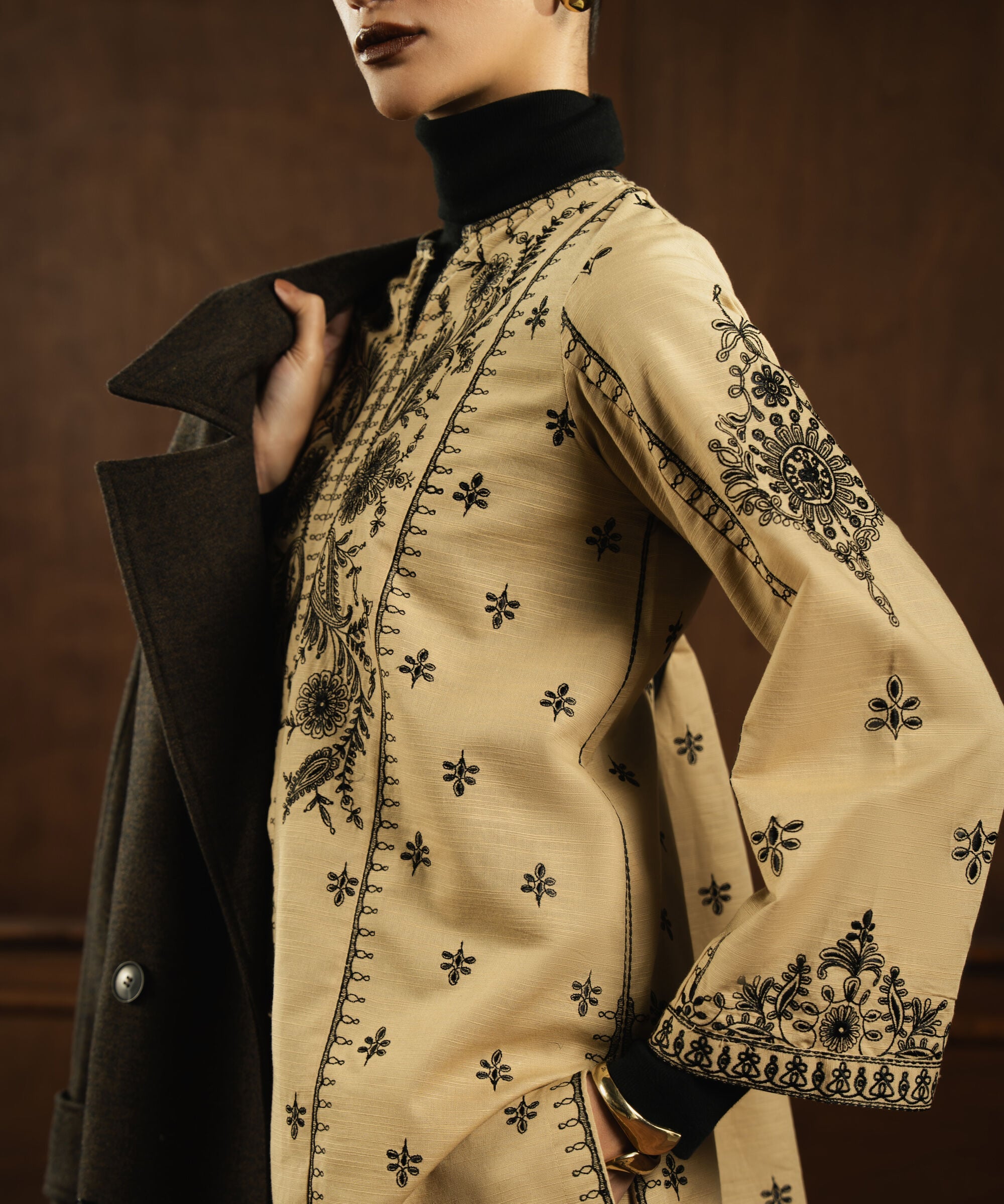 Embroidered Khaddar Shirt