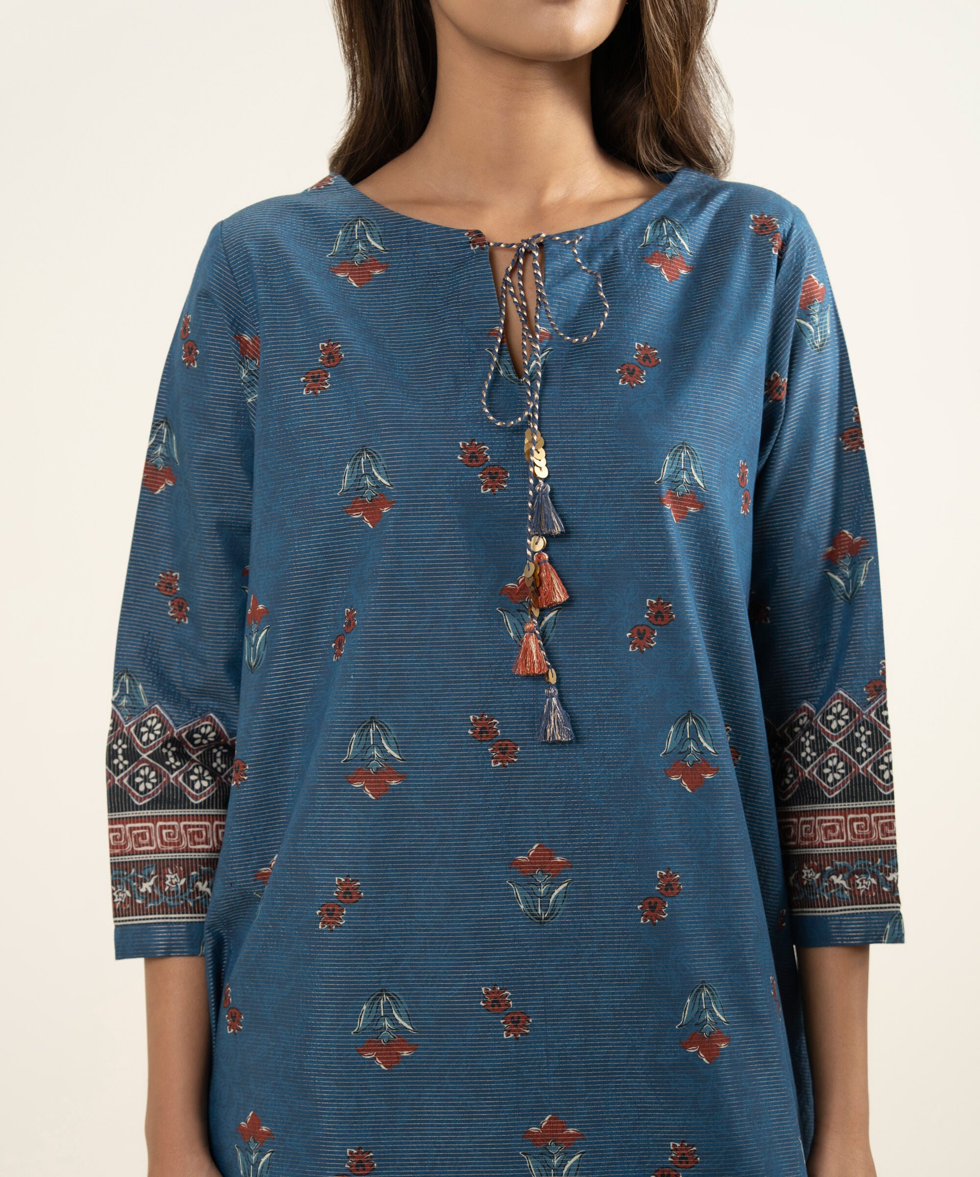 3 Piece - Printed Zari Lawn Suit