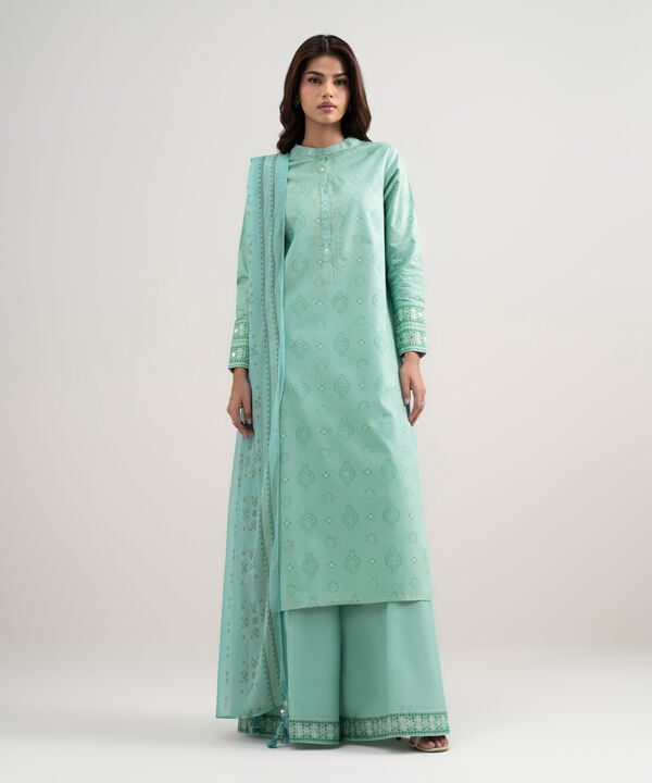 3 Piece - Printed Zari Lawn Suit