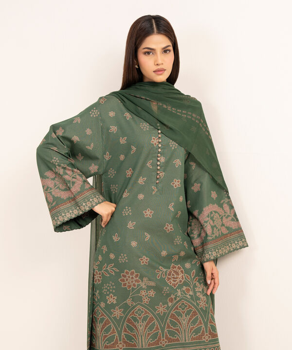 3 Piece - Printed Zari Lawn Suit