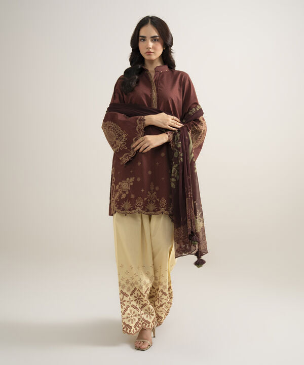 3 Piece - Printed Cotton Suit