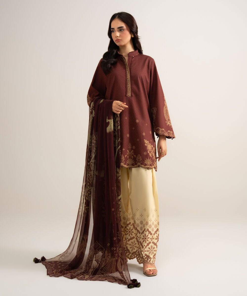 3 Piece - Printed Cotton Suit 3PDYS26V7104