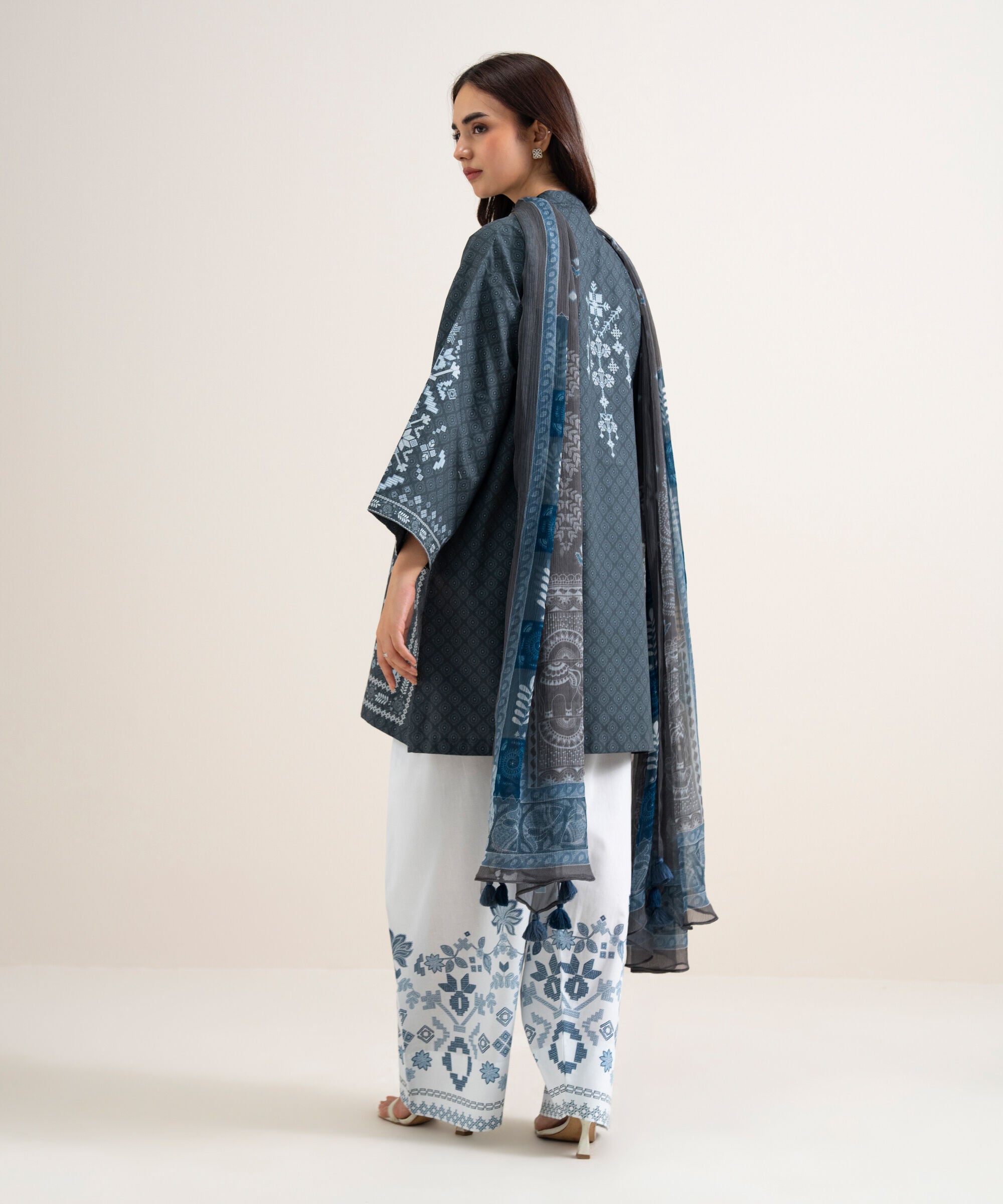 3 Piece - Printed Cotton Suit 3PDYS26V7105