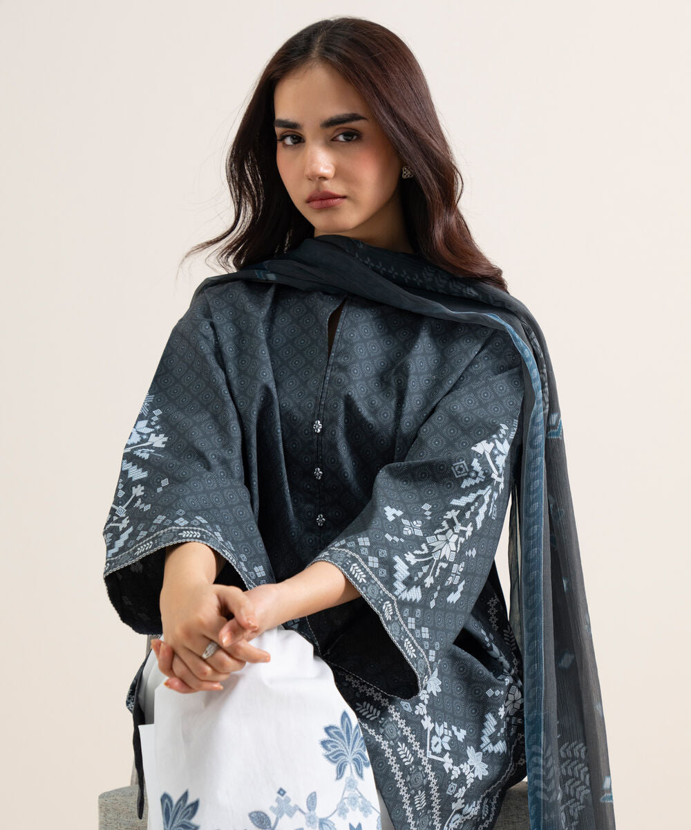 3 Piece - Printed Cotton Suit 3PDYS26V7105