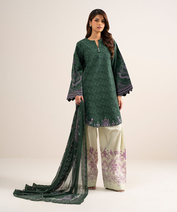 3 Piece - Printed Cotton Suit
